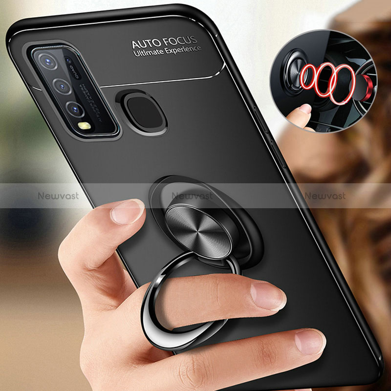 Ultra-thin Silicone Gel Soft Case Cover with Magnetic Finger Ring Stand SD3 for Vivo Y50