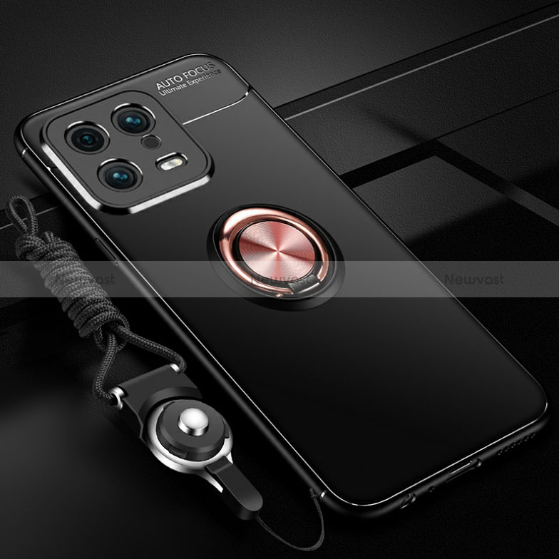 Ultra-thin Silicone Gel Soft Case Cover with Magnetic Finger Ring Stand SD3 for Xiaomi Mi 13 5G