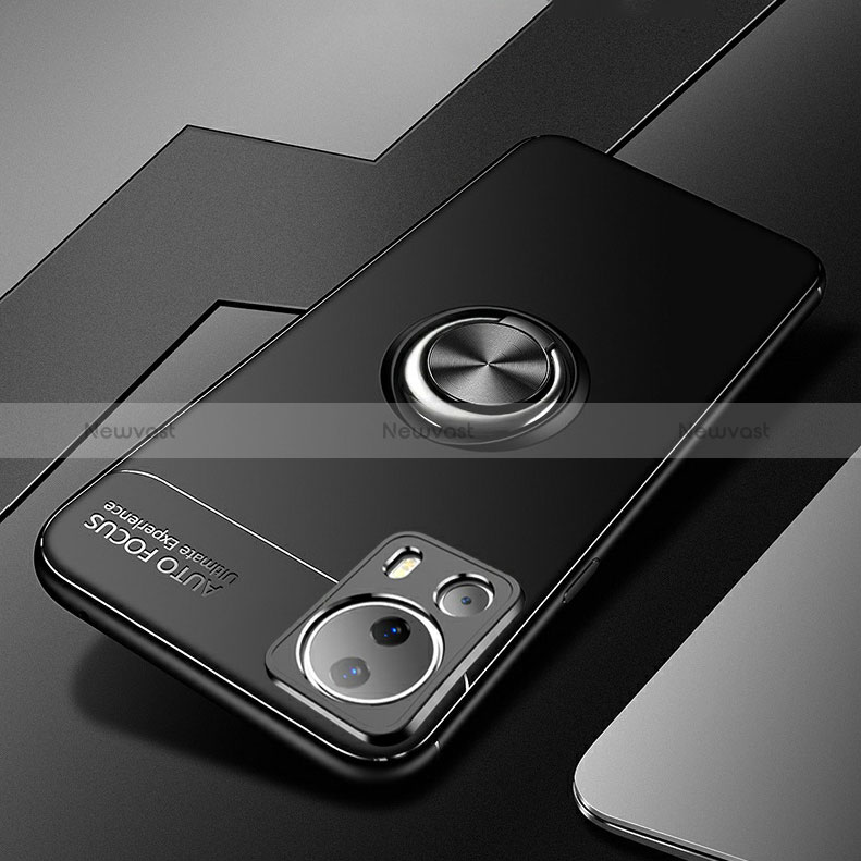 Ultra-thin Silicone Gel Soft Case Cover with Magnetic Finger Ring Stand SD3 for Xiaomi Mi 13 Lite 5G