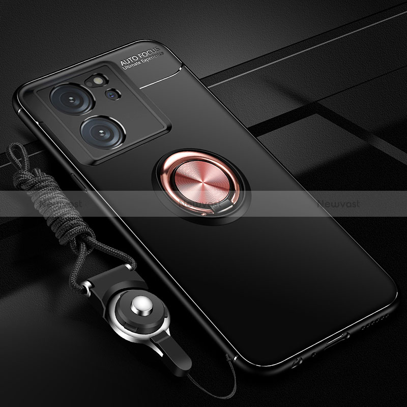 Ultra-thin Silicone Gel Soft Case Cover with Magnetic Finger Ring Stand SD3 for Xiaomi Mi 13T Pro 5G