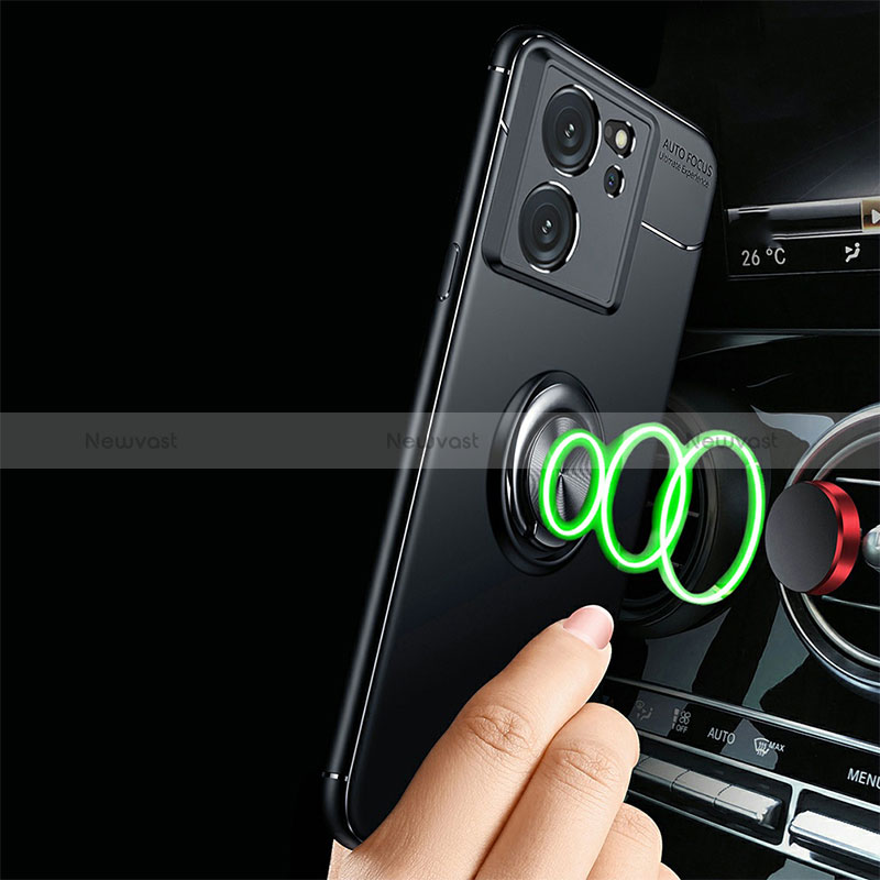 Ultra-thin Silicone Gel Soft Case Cover with Magnetic Finger Ring Stand SD3 for Xiaomi Mi 13T Pro 5G