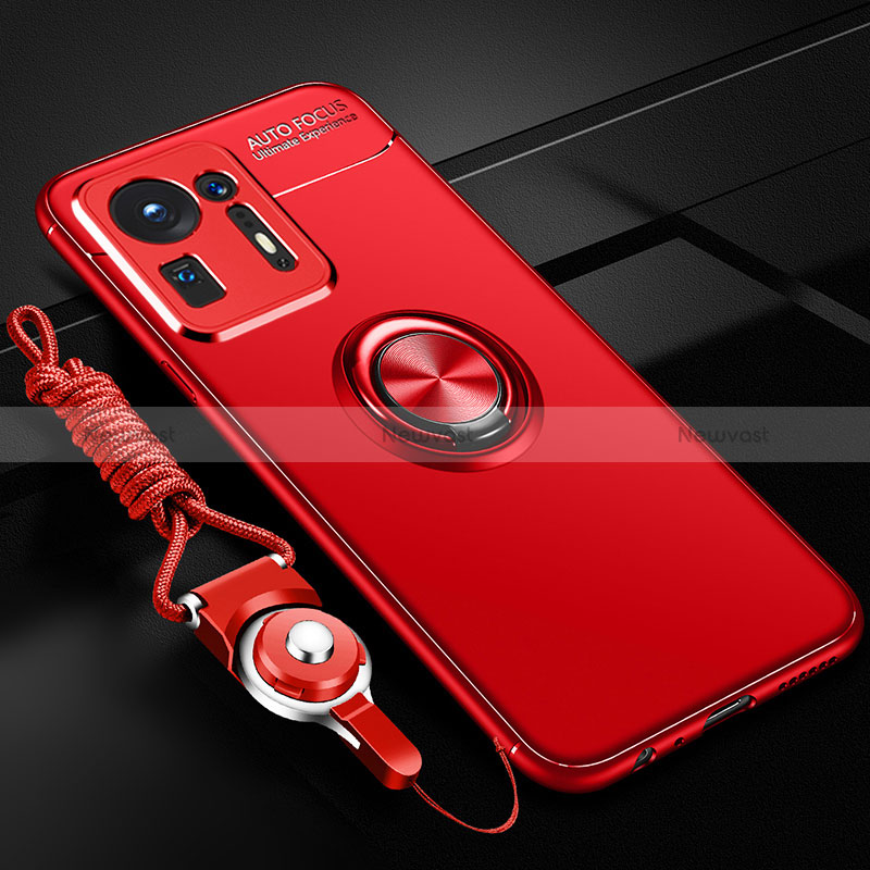 Ultra-thin Silicone Gel Soft Case Cover with Magnetic Finger Ring Stand SD3 for Xiaomi Mi Mix 4 5G Red