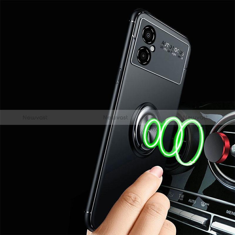 Ultra-thin Silicone Gel Soft Case Cover with Magnetic Finger Ring Stand SD3 for Xiaomi Poco M4 5G