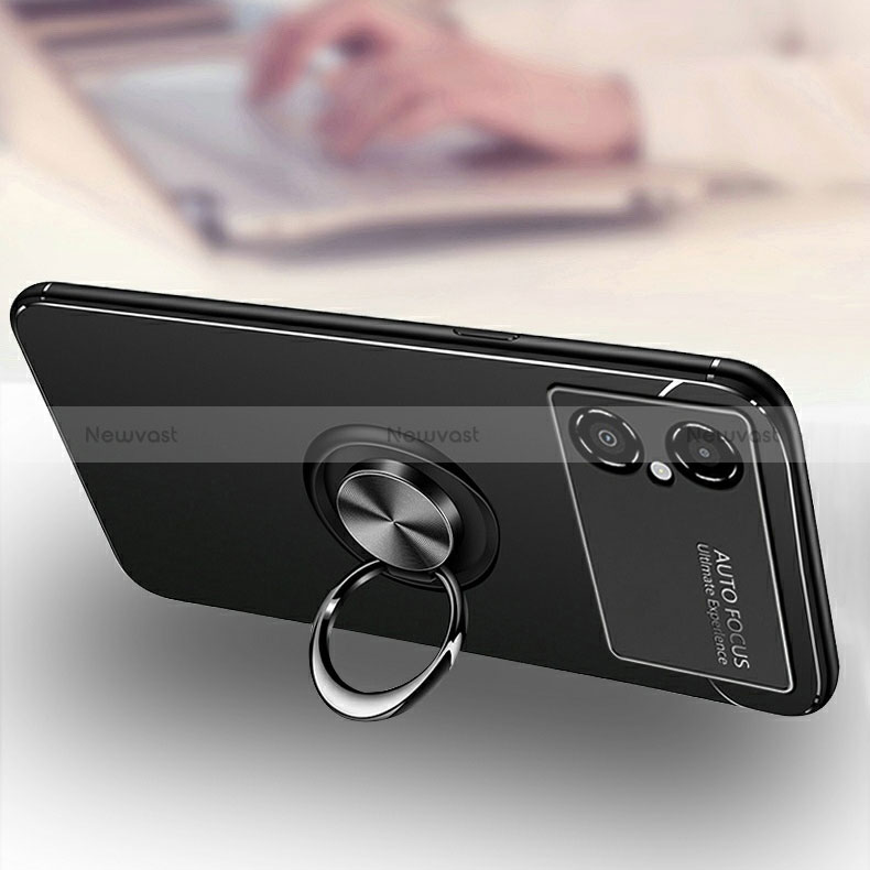 Ultra-thin Silicone Gel Soft Case Cover with Magnetic Finger Ring Stand SD3 for Xiaomi Poco M4 5G