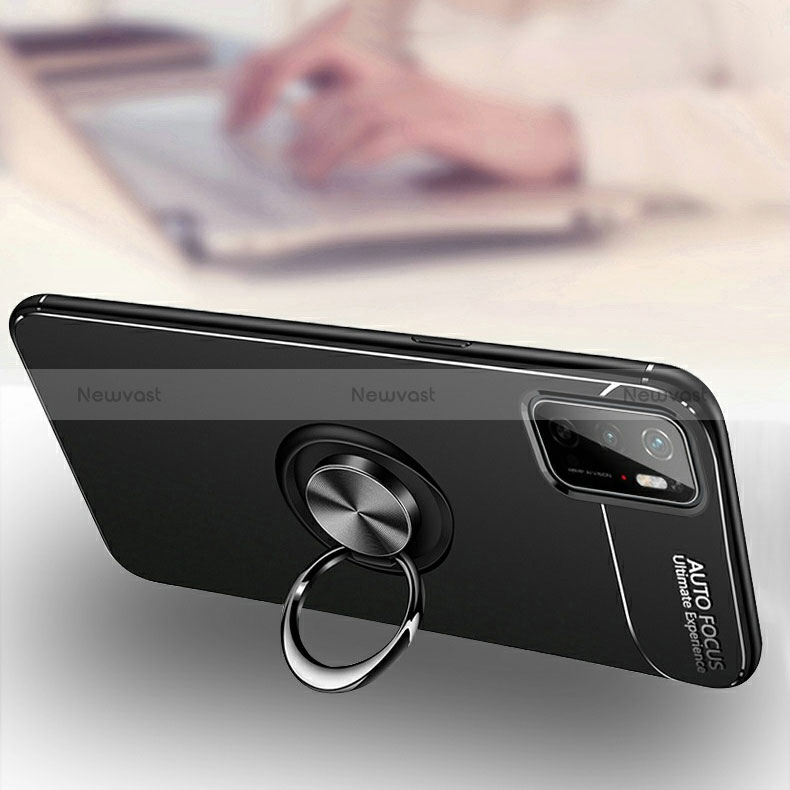 Ultra-thin Silicone Gel Soft Case Cover with Magnetic Finger Ring Stand SD3 for Xiaomi Redmi 10 Prime Plus 5G