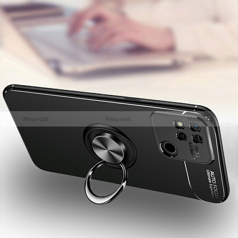 Ultra-thin Silicone Gel Soft Case Cover with Magnetic Finger Ring Stand SD3 for Xiaomi Redmi 9 India