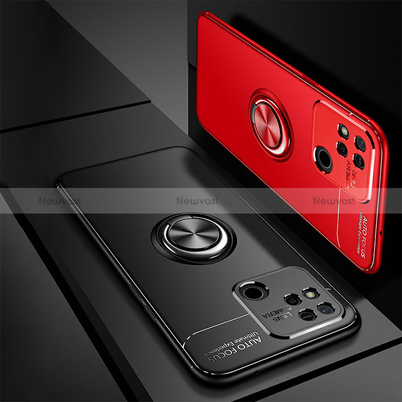 Ultra-thin Silicone Gel Soft Case Cover with Magnetic Finger Ring Stand SD3 for Xiaomi Redmi 9C NFC