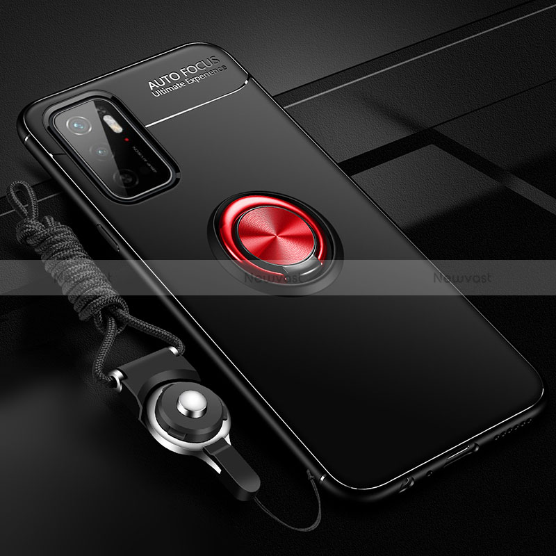 Ultra-thin Silicone Gel Soft Case Cover with Magnetic Finger Ring Stand SD3 for Xiaomi Redmi Note 11E 5G