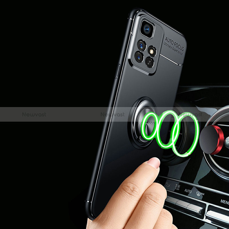 Ultra-thin Silicone Gel Soft Case Cover with Magnetic Finger Ring Stand SD3 for Xiaomi Redmi Note 11S 5G