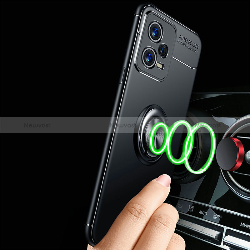Ultra-thin Silicone Gel Soft Case Cover with Magnetic Finger Ring Stand SD3 for Xiaomi Redmi Note 12 5G