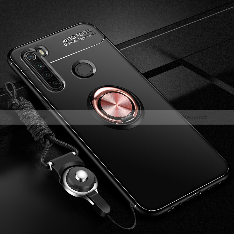 Ultra-thin Silicone Gel Soft Case Cover with Magnetic Finger Ring Stand SD3 for Xiaomi Redmi Note 8 (2021)