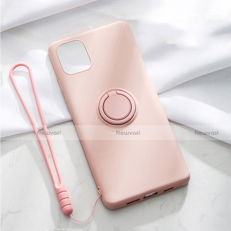 Ultra-thin Silicone Gel Soft Case Cover with Magnetic Finger Ring Stand T01 for Apple iPhone 11