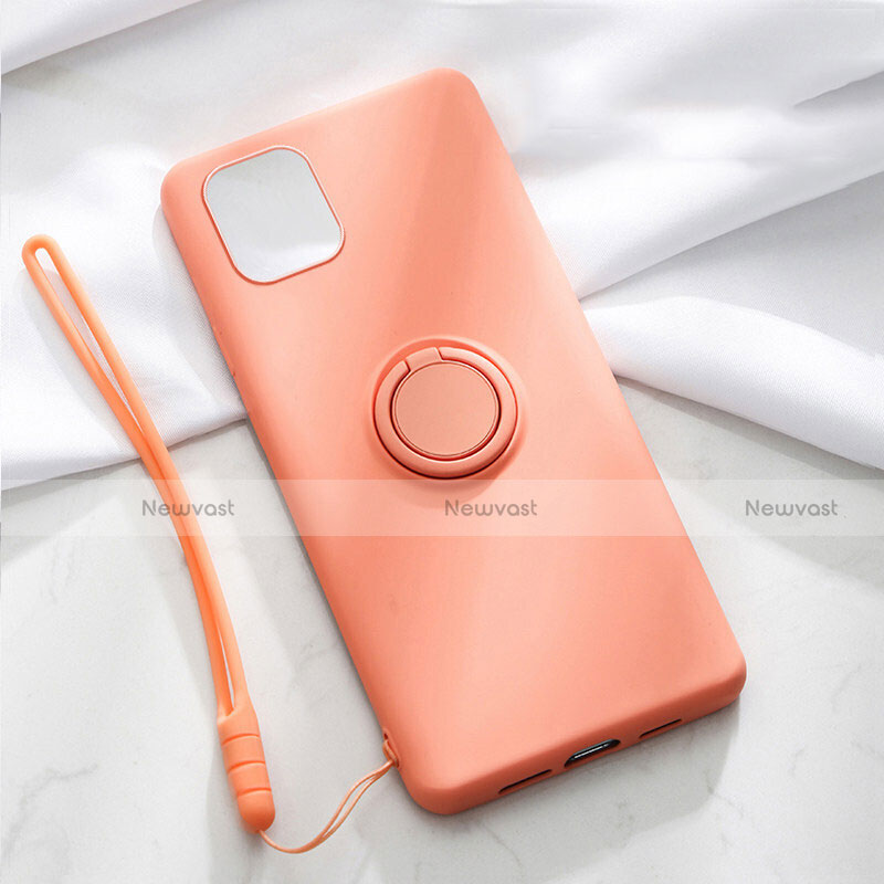 Ultra-thin Silicone Gel Soft Case Cover with Magnetic Finger Ring Stand T01 for Apple iPhone 11 Orange