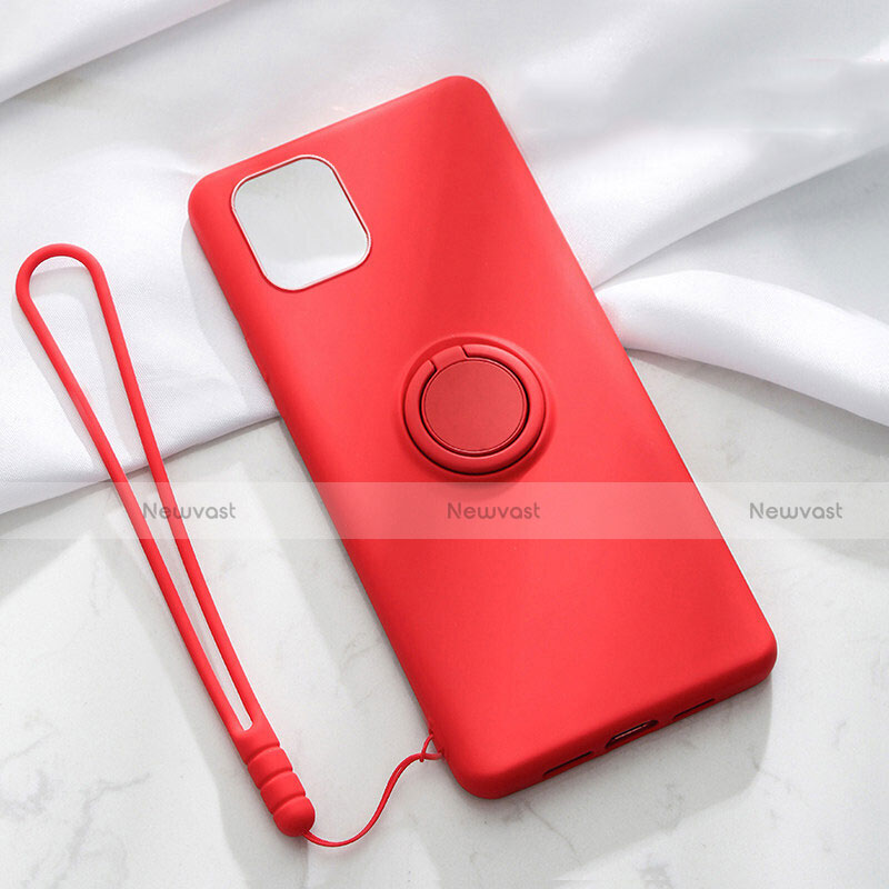 Ultra-thin Silicone Gel Soft Case Cover with Magnetic Finger Ring Stand T01 for Apple iPhone 11 Red