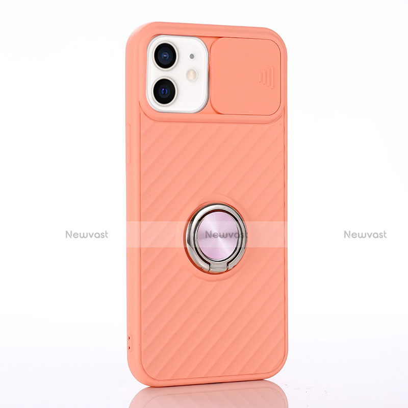 Ultra-thin Silicone Gel Soft Case Cover with Magnetic Finger Ring Stand T01 for Apple iPhone 12 Mini