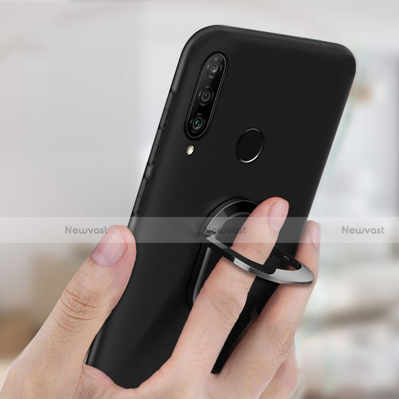 Ultra-thin Silicone Gel Soft Case Cover with Magnetic Finger Ring Stand T01 for Huawei Honor 20E