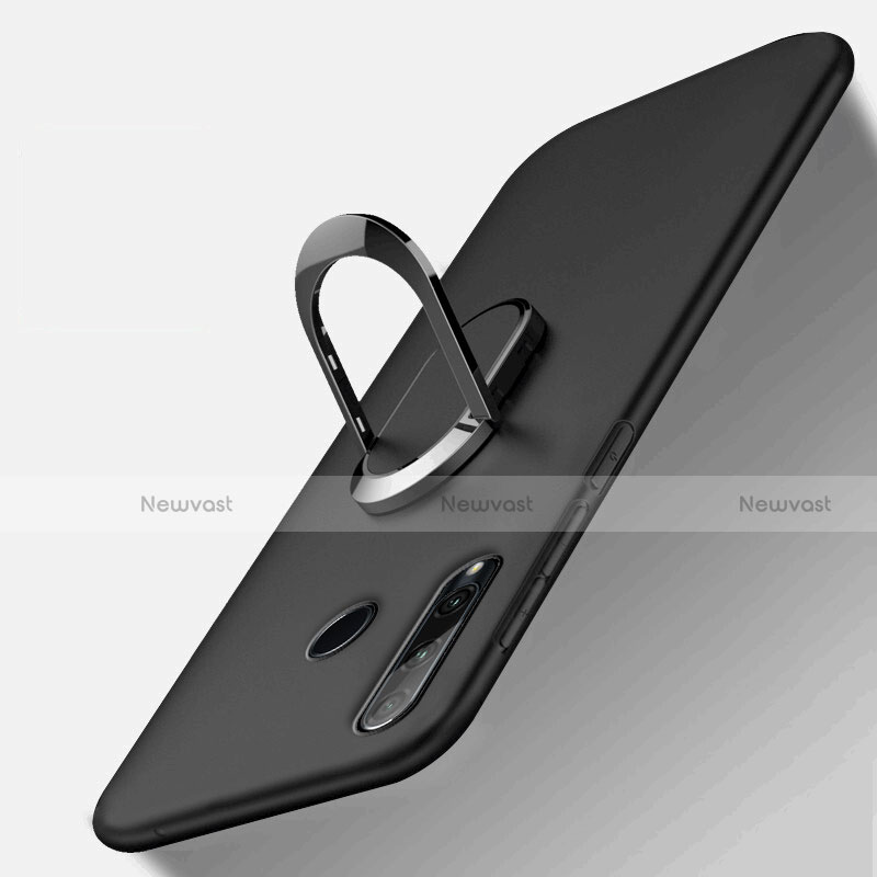 Ultra-thin Silicone Gel Soft Case Cover with Magnetic Finger Ring Stand T01 for Huawei Honor 20i Black