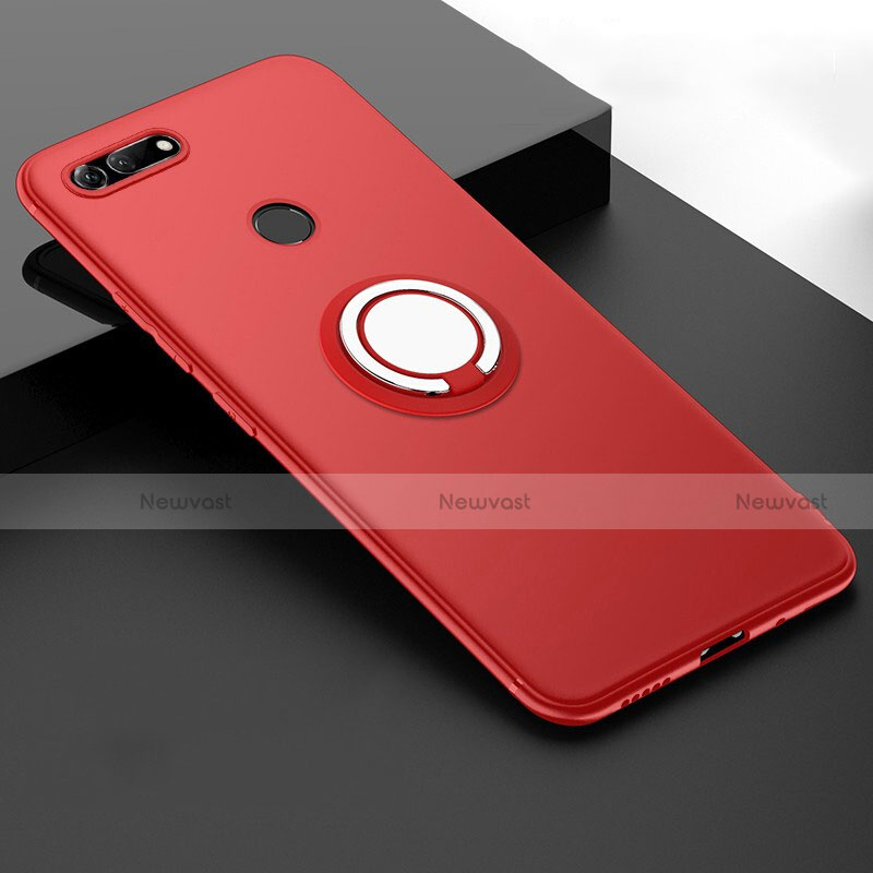 Ultra-thin Silicone Gel Soft Case Cover with Magnetic Finger Ring Stand T01 for Huawei Honor V20