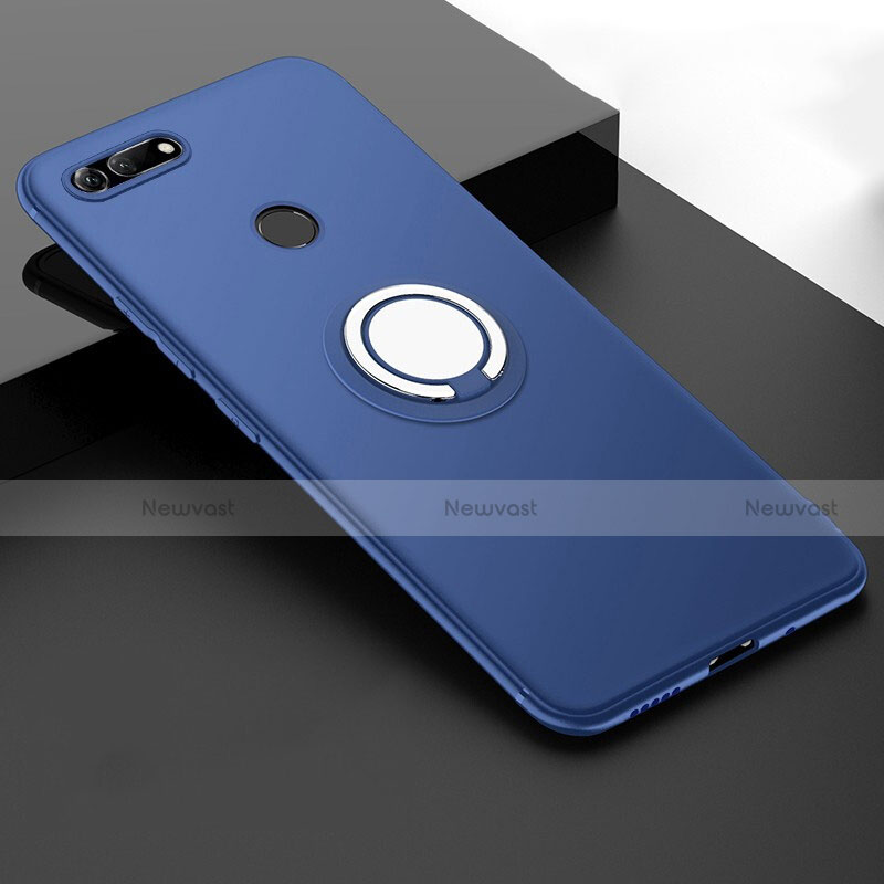 Ultra-thin Silicone Gel Soft Case Cover with Magnetic Finger Ring Stand T01 for Huawei Honor View 20