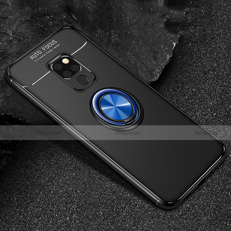 Ultra-thin Silicone Gel Soft Case Cover with Magnetic Finger Ring Stand T01 for Huawei Mate 20