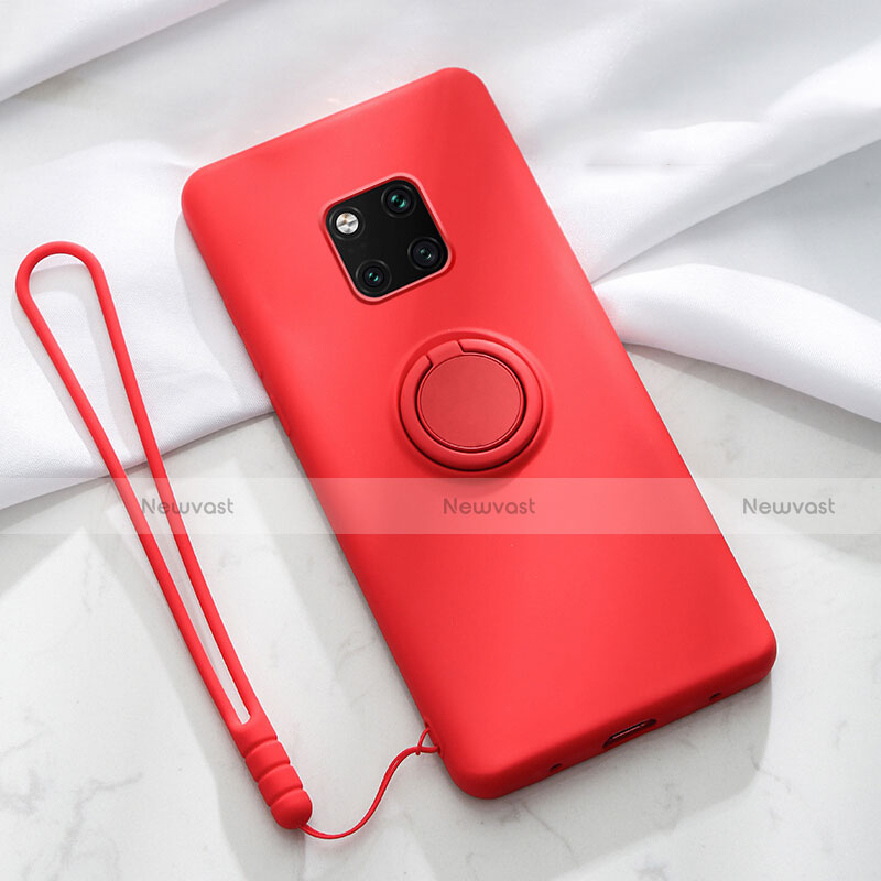 Ultra-thin Silicone Gel Soft Case Cover with Magnetic Finger Ring Stand T01 for Huawei Mate 20 Pro