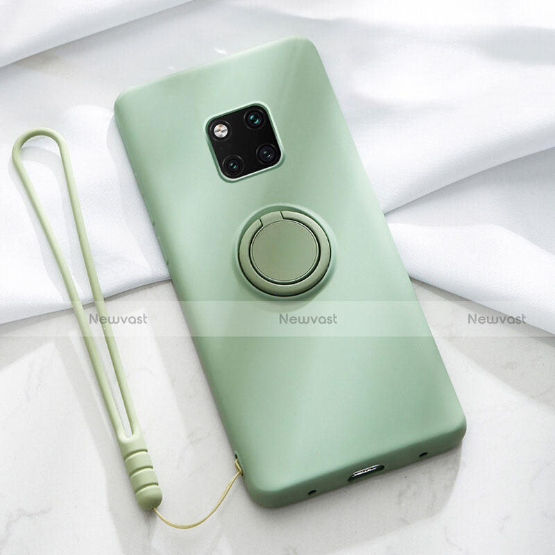 Ultra-thin Silicone Gel Soft Case Cover with Magnetic Finger Ring Stand T01 for Huawei Mate 20 Pro Green