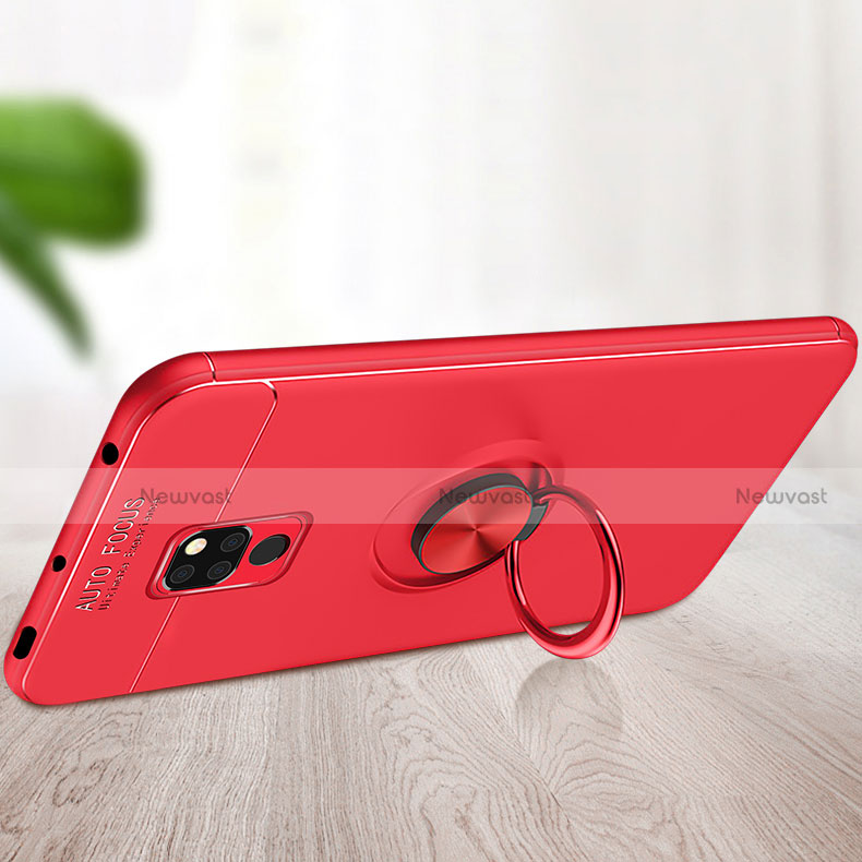 Ultra-thin Silicone Gel Soft Case Cover with Magnetic Finger Ring Stand T01 for Huawei Mate 20 X 5G