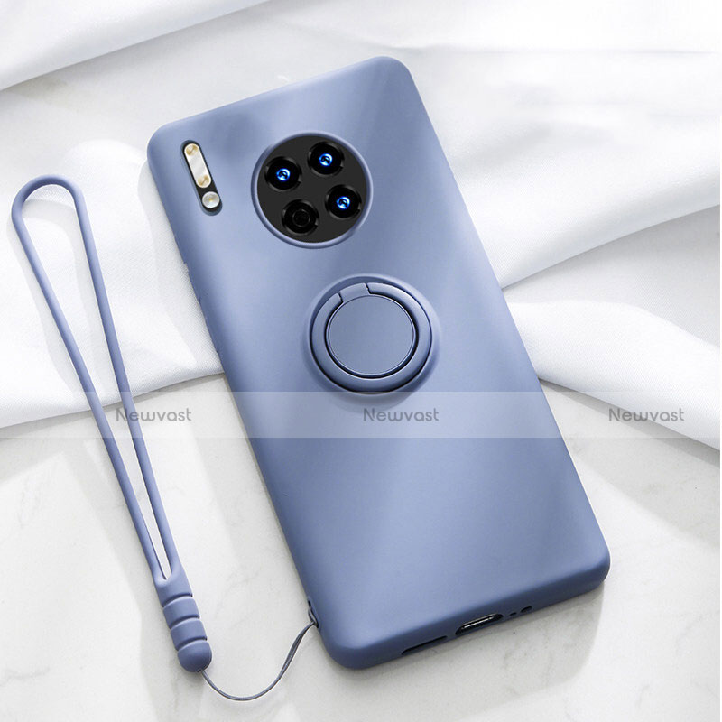 Ultra-thin Silicone Gel Soft Case Cover with Magnetic Finger Ring Stand T01 for Huawei Mate 30