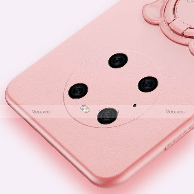 Ultra-thin Silicone Gel Soft Case Cover with Magnetic Finger Ring Stand T01 for Huawei Mate 40 Pro