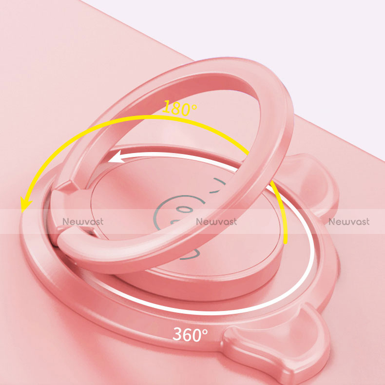 Ultra-thin Silicone Gel Soft Case Cover with Magnetic Finger Ring Stand T01 for Huawei Mate 40E Pro 5G