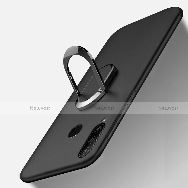 Ultra-thin Silicone Gel Soft Case Cover with Magnetic Finger Ring Stand T01 for Huawei Nova 4e Black