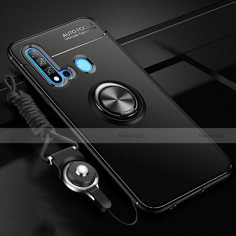 Ultra-thin Silicone Gel Soft Case Cover with Magnetic Finger Ring Stand T01 for Huawei Nova 5i