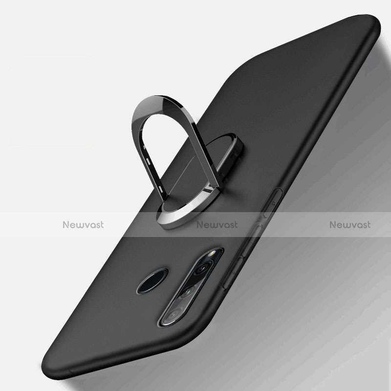 Ultra-thin Silicone Gel Soft Case Cover with Magnetic Finger Ring Stand T01 for Huawei P Smart+ Plus (2019) Black