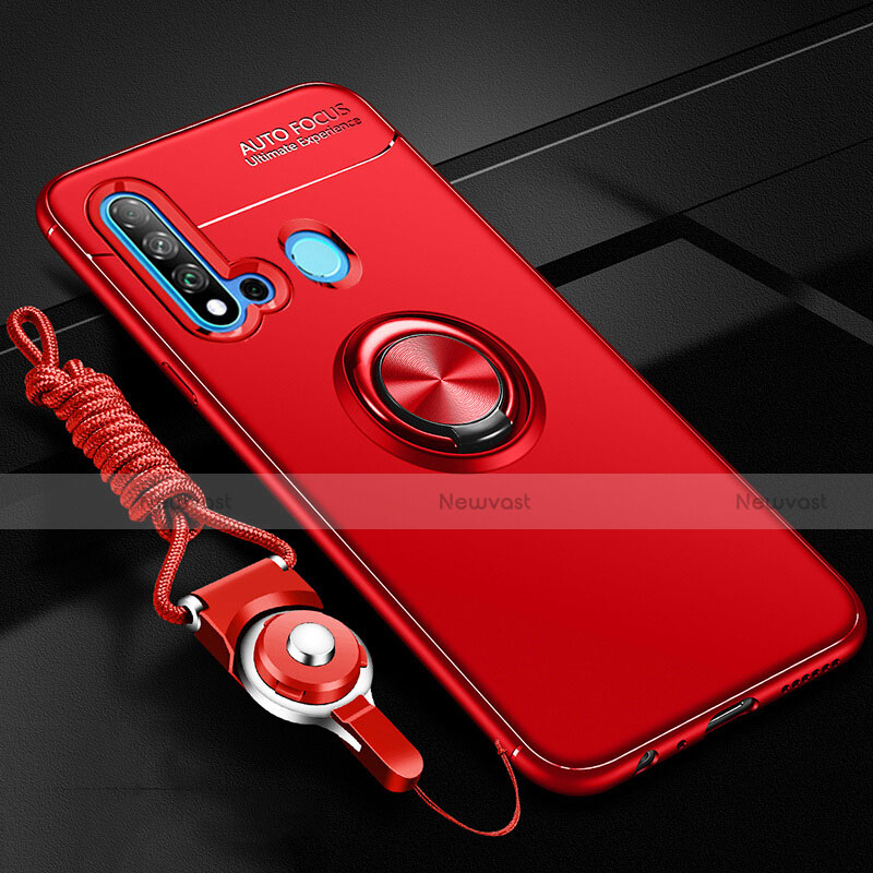 Ultra-thin Silicone Gel Soft Case Cover with Magnetic Finger Ring Stand T01 for Huawei P20 Lite (2019)