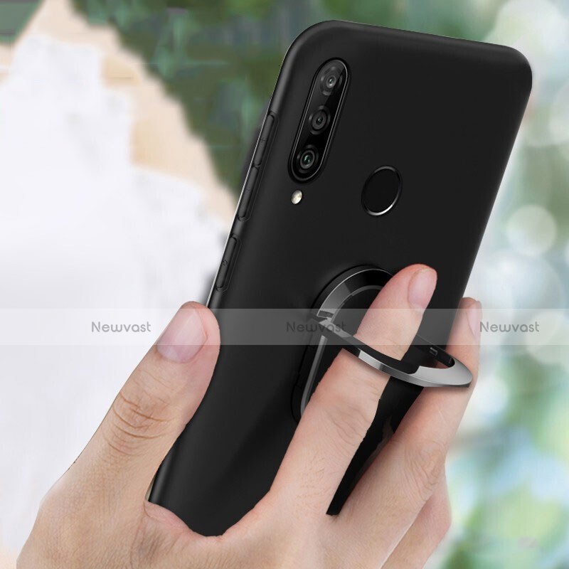 Ultra-thin Silicone Gel Soft Case Cover with Magnetic Finger Ring Stand T01 for Huawei P30 Lite