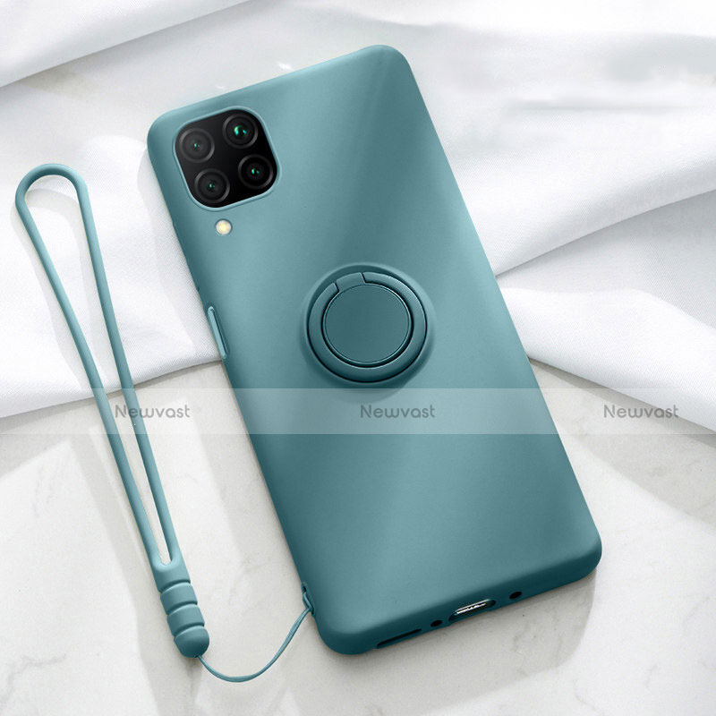 Ultra-thin Silicone Gel Soft Case Cover with Magnetic Finger Ring Stand T01 for Huawei P40 Lite Cyan