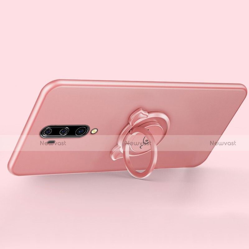 Ultra-thin Silicone Gel Soft Case Cover with Magnetic Finger Ring Stand T01 for OnePlus 7T Pro