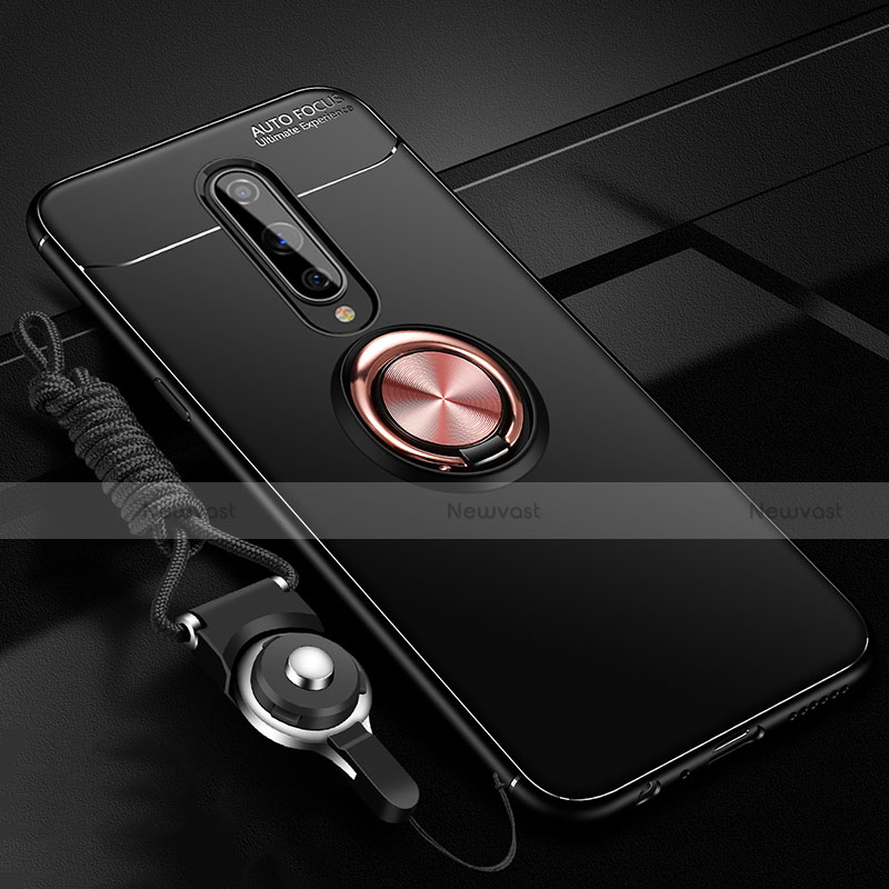 Ultra-thin Silicone Gel Soft Case Cover with Magnetic Finger Ring Stand T01 for OnePlus 8