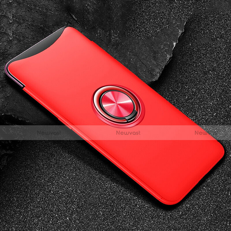 Ultra-thin Silicone Gel Soft Case Cover with Magnetic Finger Ring Stand T01 for Oppo Find X Red