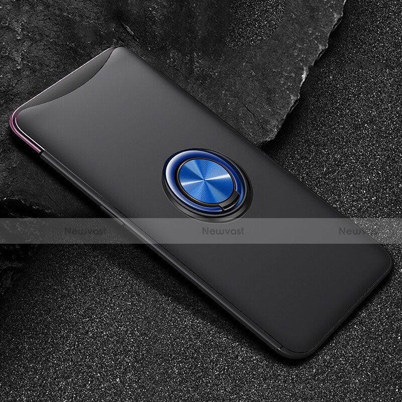 Ultra-thin Silicone Gel Soft Case Cover with Magnetic Finger Ring Stand T01 for Oppo Find X Super Flash Edition