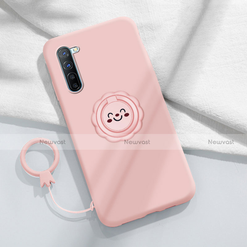 Ultra-thin Silicone Gel Soft Case Cover with Magnetic Finger Ring Stand T01 for Oppo Find X2 Lite