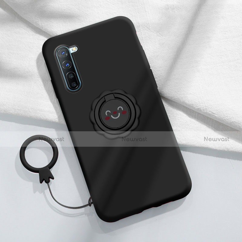 Ultra-thin Silicone Gel Soft Case Cover with Magnetic Finger Ring Stand T01 for Oppo K7 5G