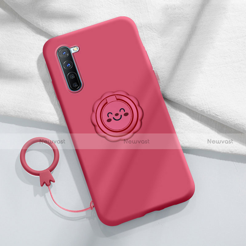 Ultra-thin Silicone Gel Soft Case Cover with Magnetic Finger Ring Stand T01 for Oppo K7 5G