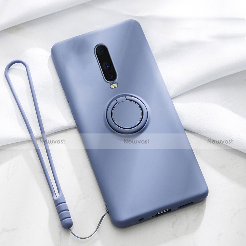 Ultra-thin Silicone Gel Soft Case Cover with Magnetic Finger Ring Stand T01 for Oppo R17 Pro