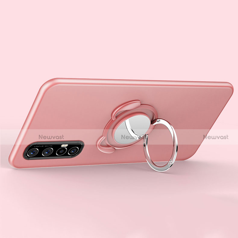 Ultra-thin Silicone Gel Soft Case Cover with Magnetic Finger Ring Stand T01 for Oppo Reno3 Pro