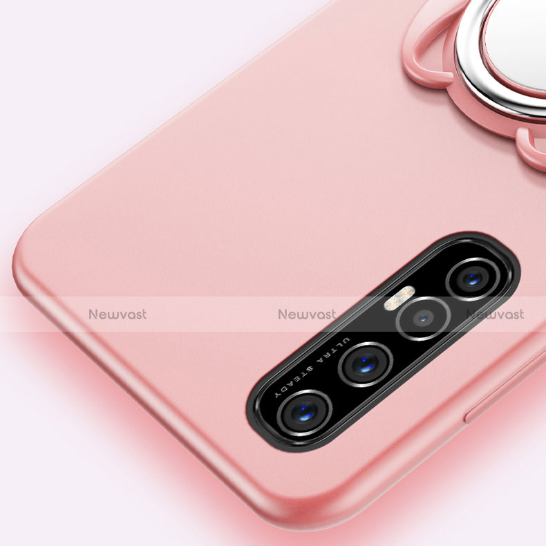 Ultra-thin Silicone Gel Soft Case Cover with Magnetic Finger Ring Stand T01 for Oppo Reno3 Pro