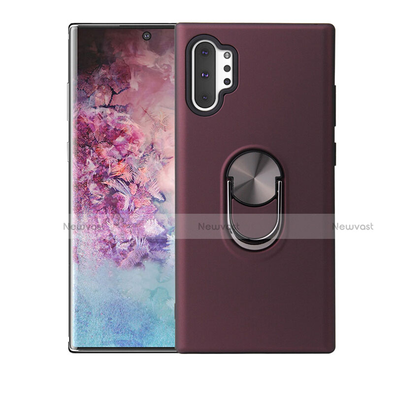 Ultra-thin Silicone Gel Soft Case Cover with Magnetic Finger Ring Stand T01 for Samsung Galaxy Note 10 Plus