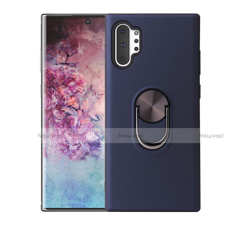 Ultra-thin Silicone Gel Soft Case Cover with Magnetic Finger Ring Stand T01 for Samsung Galaxy Note 10 Plus