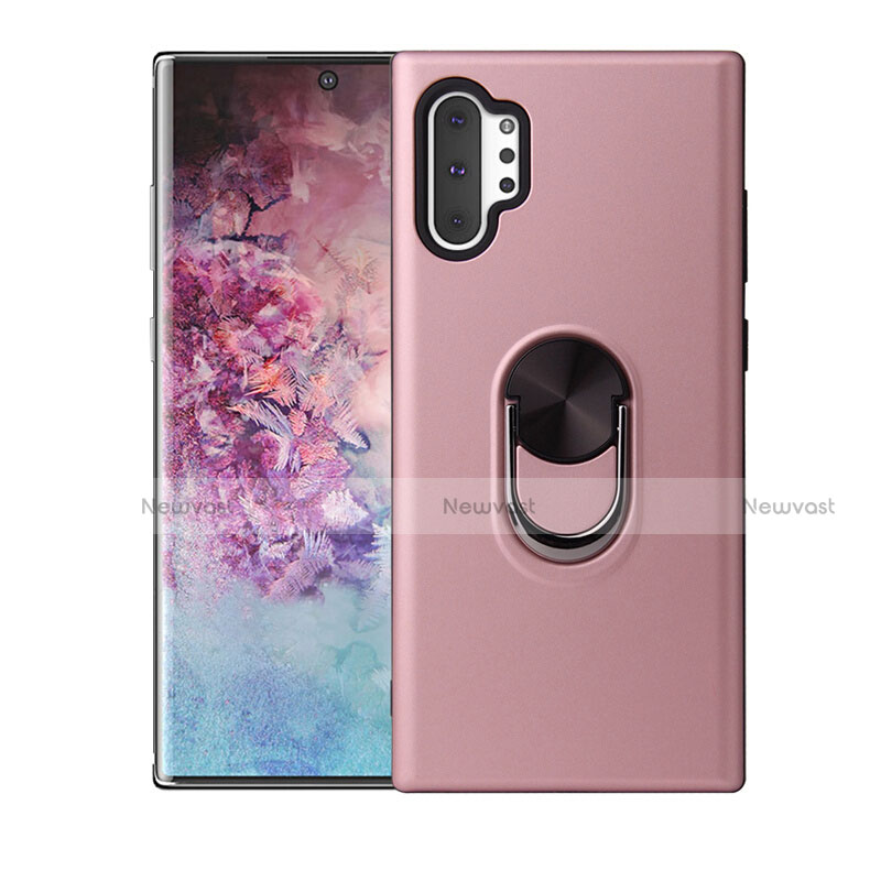 Ultra-thin Silicone Gel Soft Case Cover with Magnetic Finger Ring Stand T01 for Samsung Galaxy Note 10 Plus