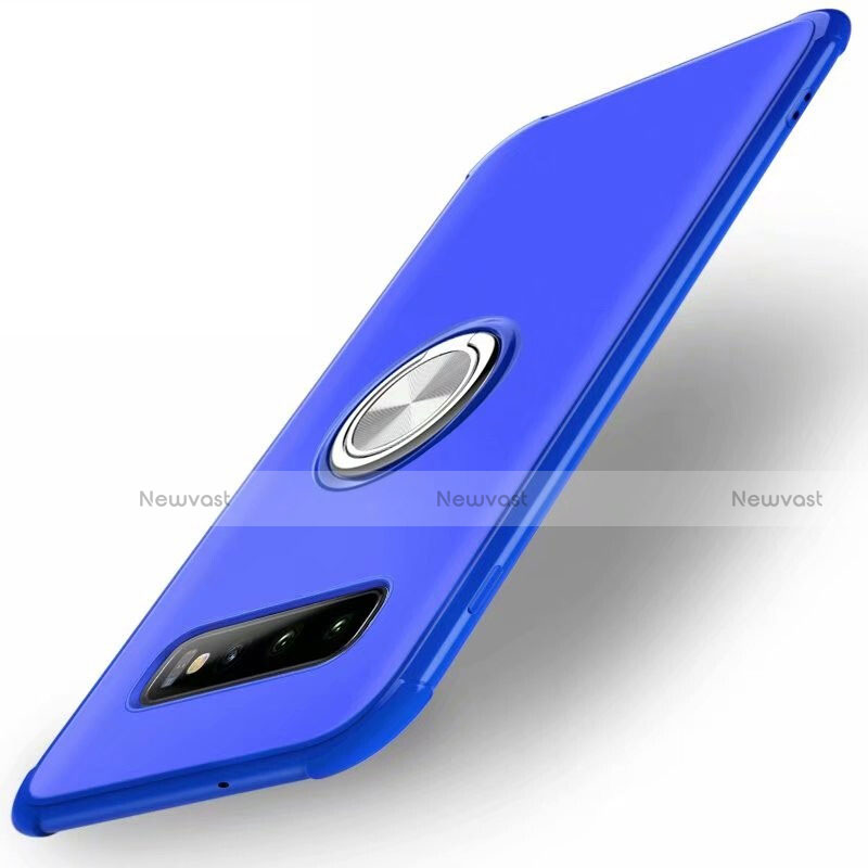 Ultra-thin Silicone Gel Soft Case Cover with Magnetic Finger Ring Stand T01 for Samsung Galaxy S10 Plus